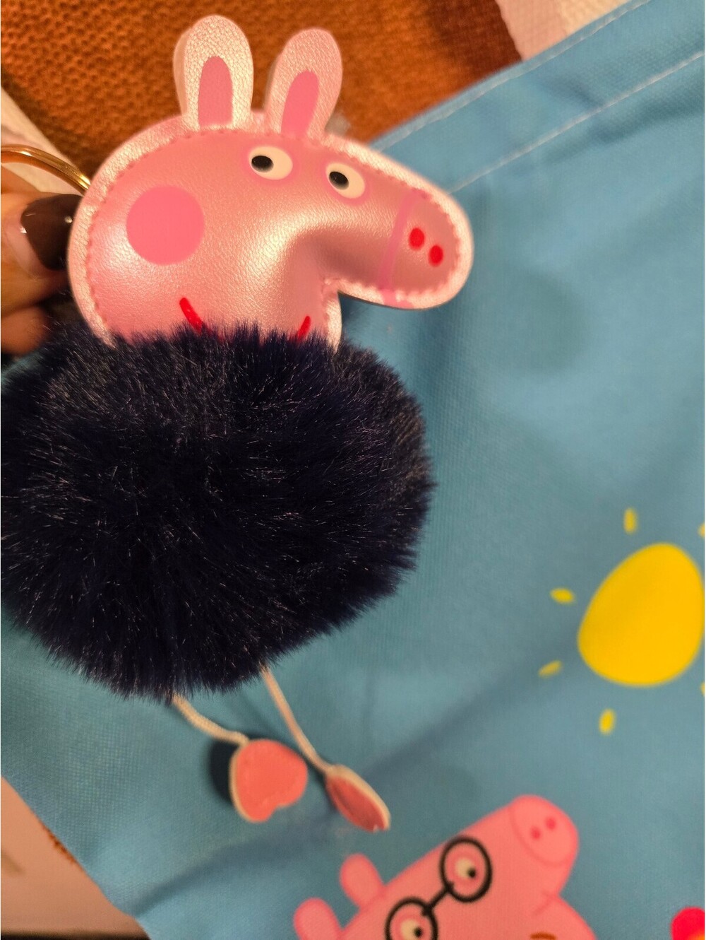 Dulami Peppa Pig Navy Pom Pom Bag Charm Keychain